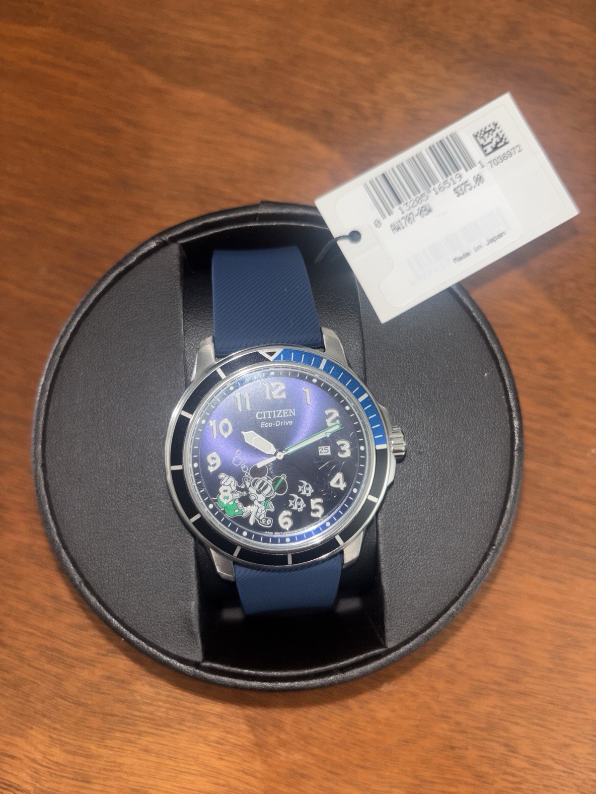 Citizen Men’s AW1707-09W Disney Mickey Mouse Scuba Eco-Drive Solar Blue Watch