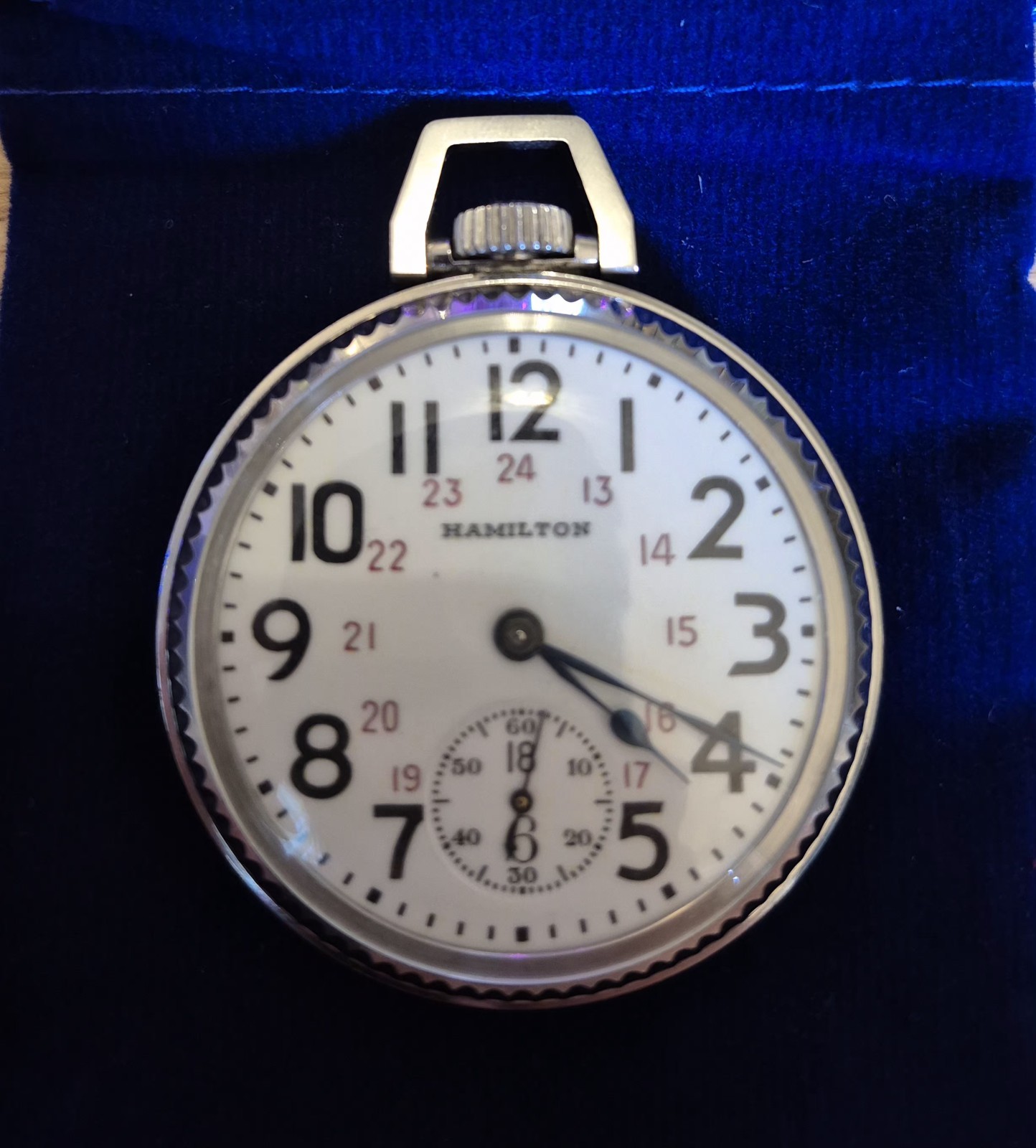 Hamilton 992E Elinvar 16s,Pocketwatch, 24-hr Dial & Canadian Dial-Just Serviced