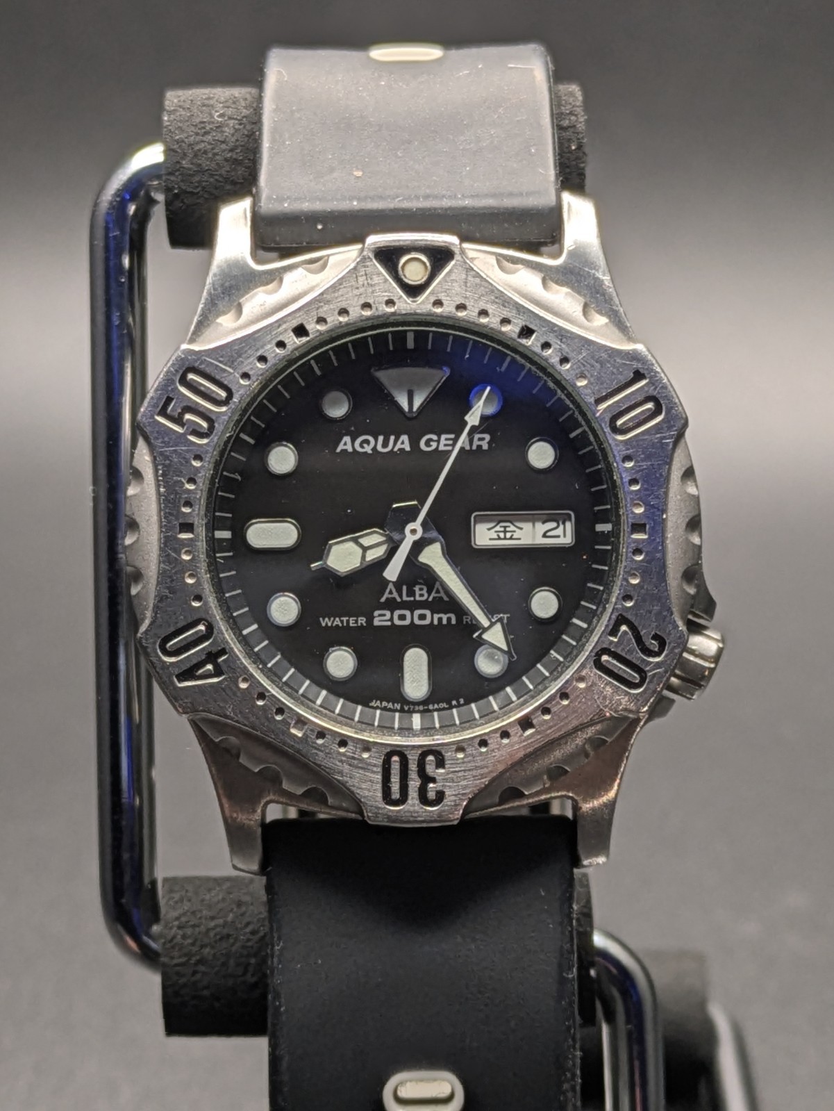 SEIKO ALBA Diver’s Quartz Watch Men’s V736-6A00 37.8mm New Battery Working