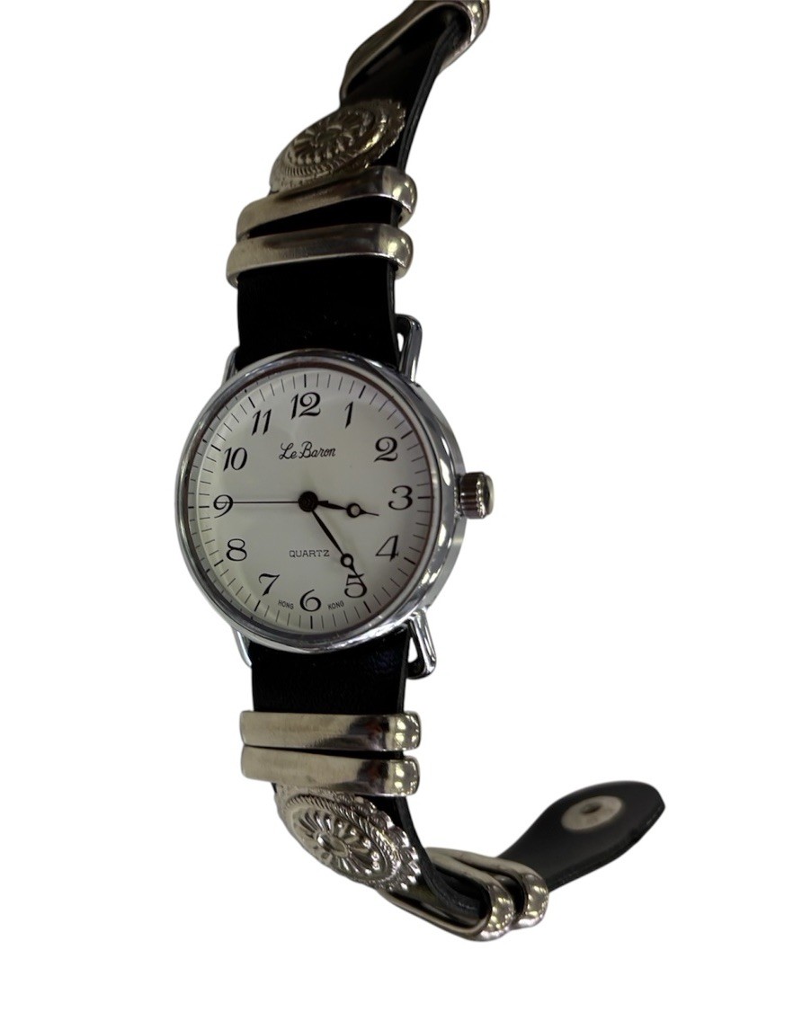 Le Baron Peyote Santa Fe Watch Sterling Silver Brad Charm Snap Bracelet T1