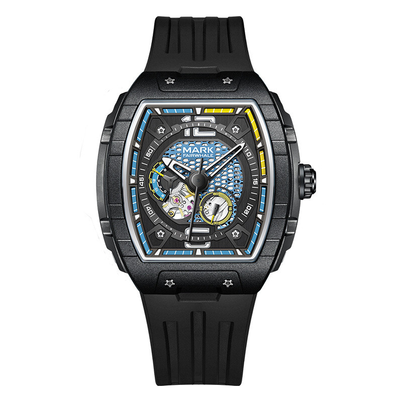 MARK FAIRWHALE Tonneau Hollow Luminous Tourbillon Automatic Mechanical Watch