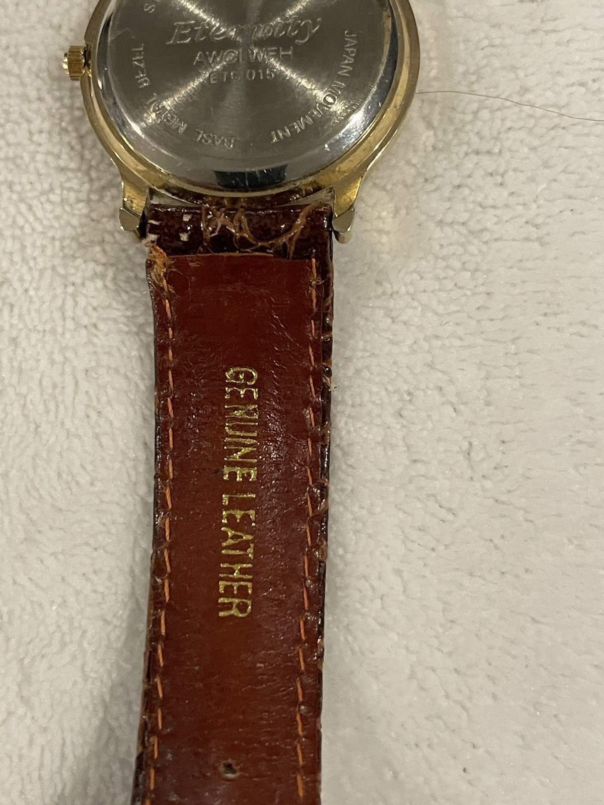 LA Express Lady Or MansWatch Gold Skeleton-Look Dial Brown Genuine Leather Strap