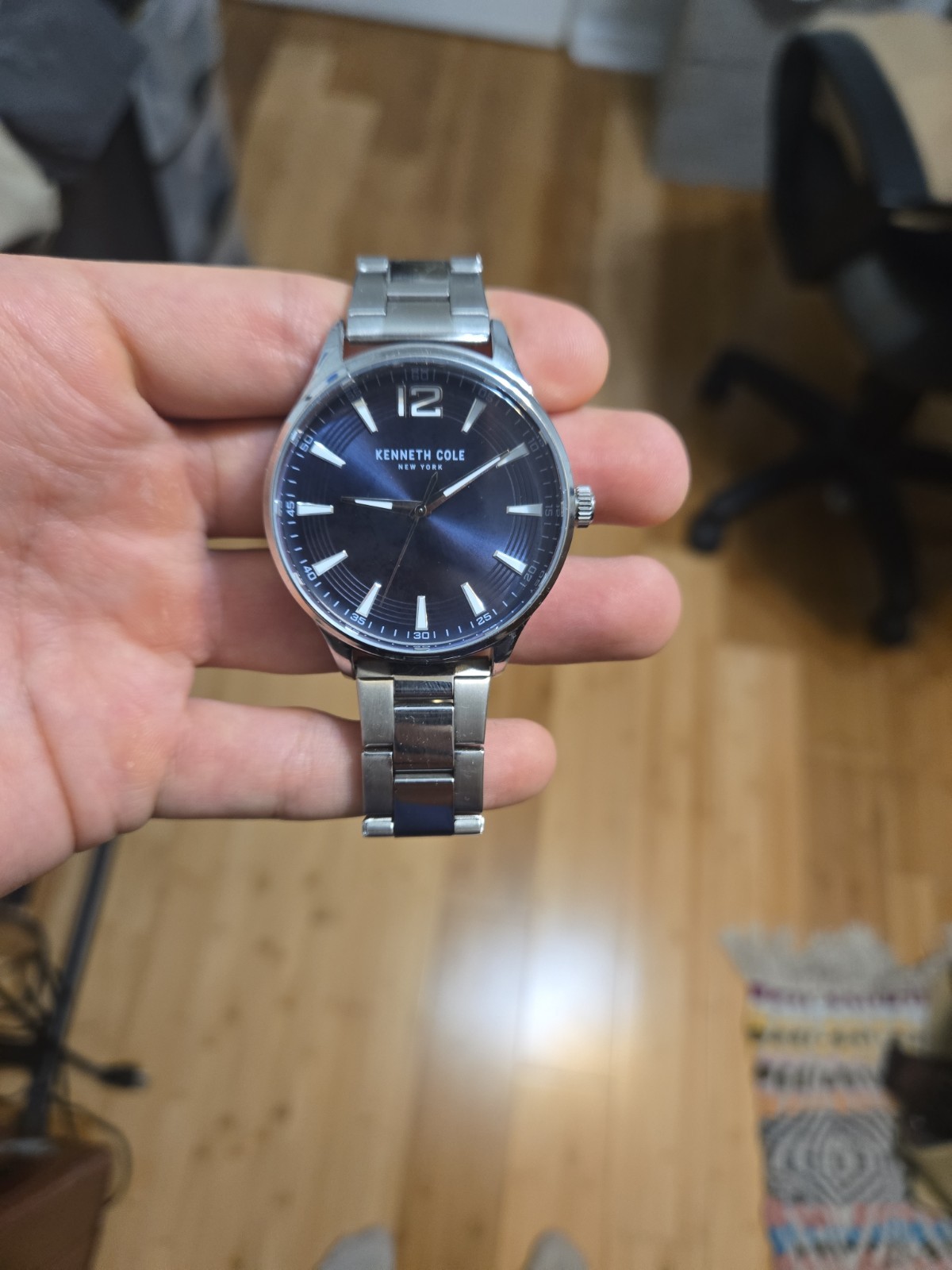 Kenneth Cole Mens Quartz Watch Stainless Steel Blue Dial