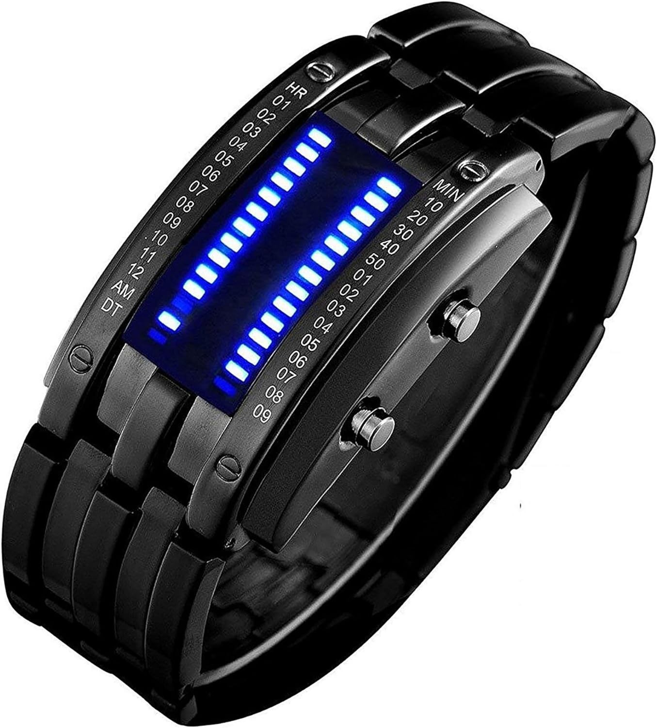 Men’s LED Digital Binary Watch Stainless Steel Waterproof Casual Fashion