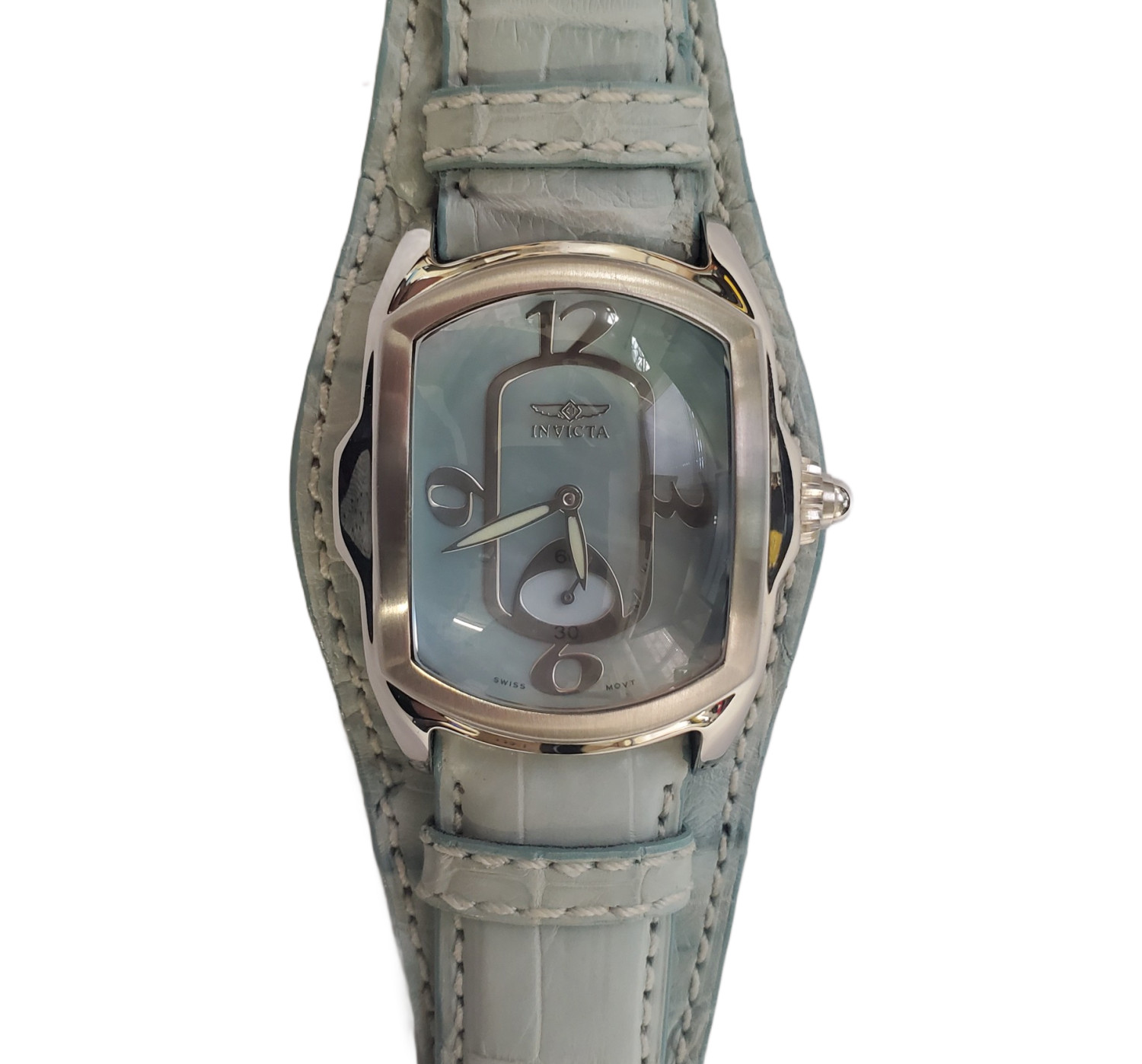 Invicta 2325 Baby Lupah Swiss Quartz Blue Alligator Leather Strap Womens Watch