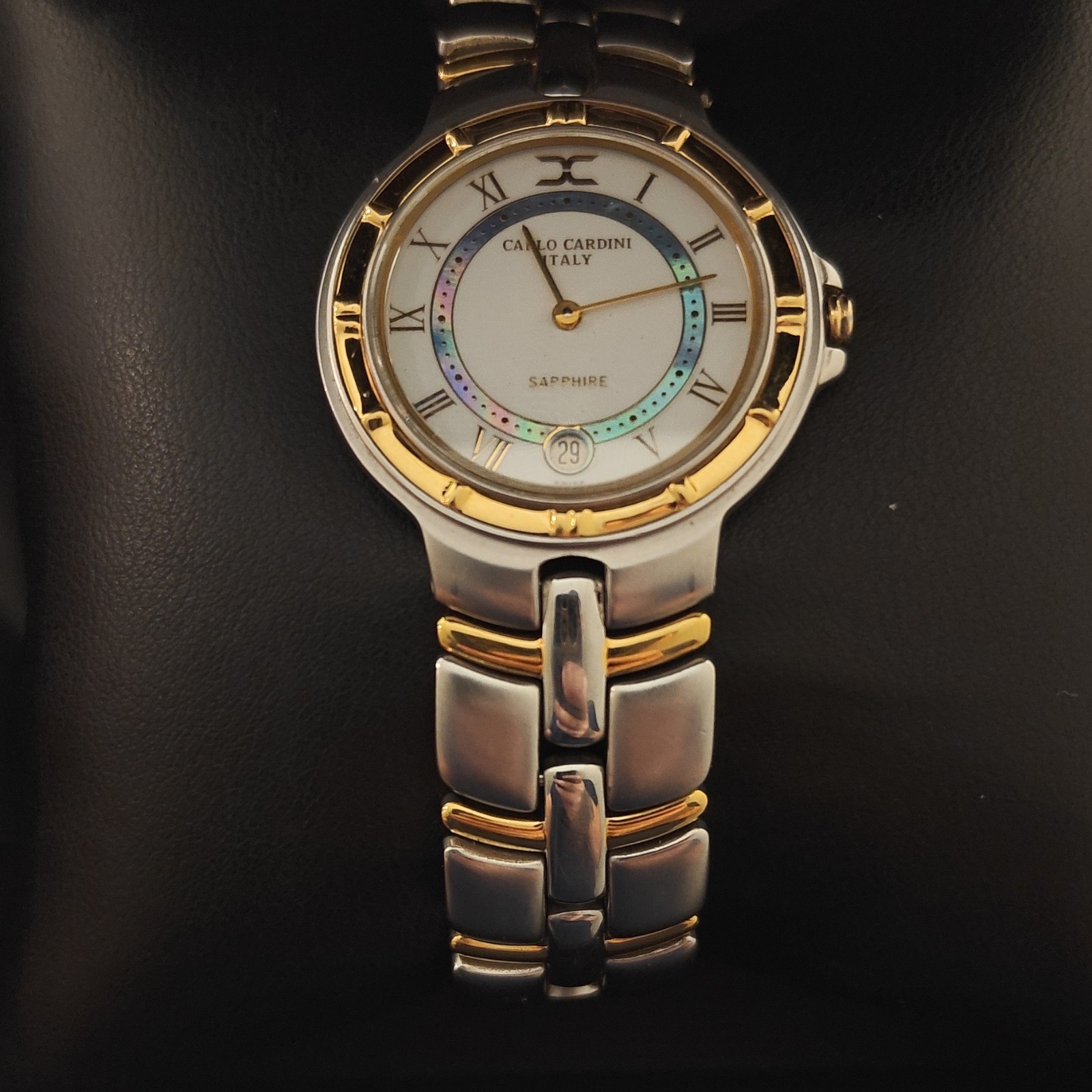 Carlo Cardini Sapphire Two-Tone Bracelet White Dial Quartz Date Box