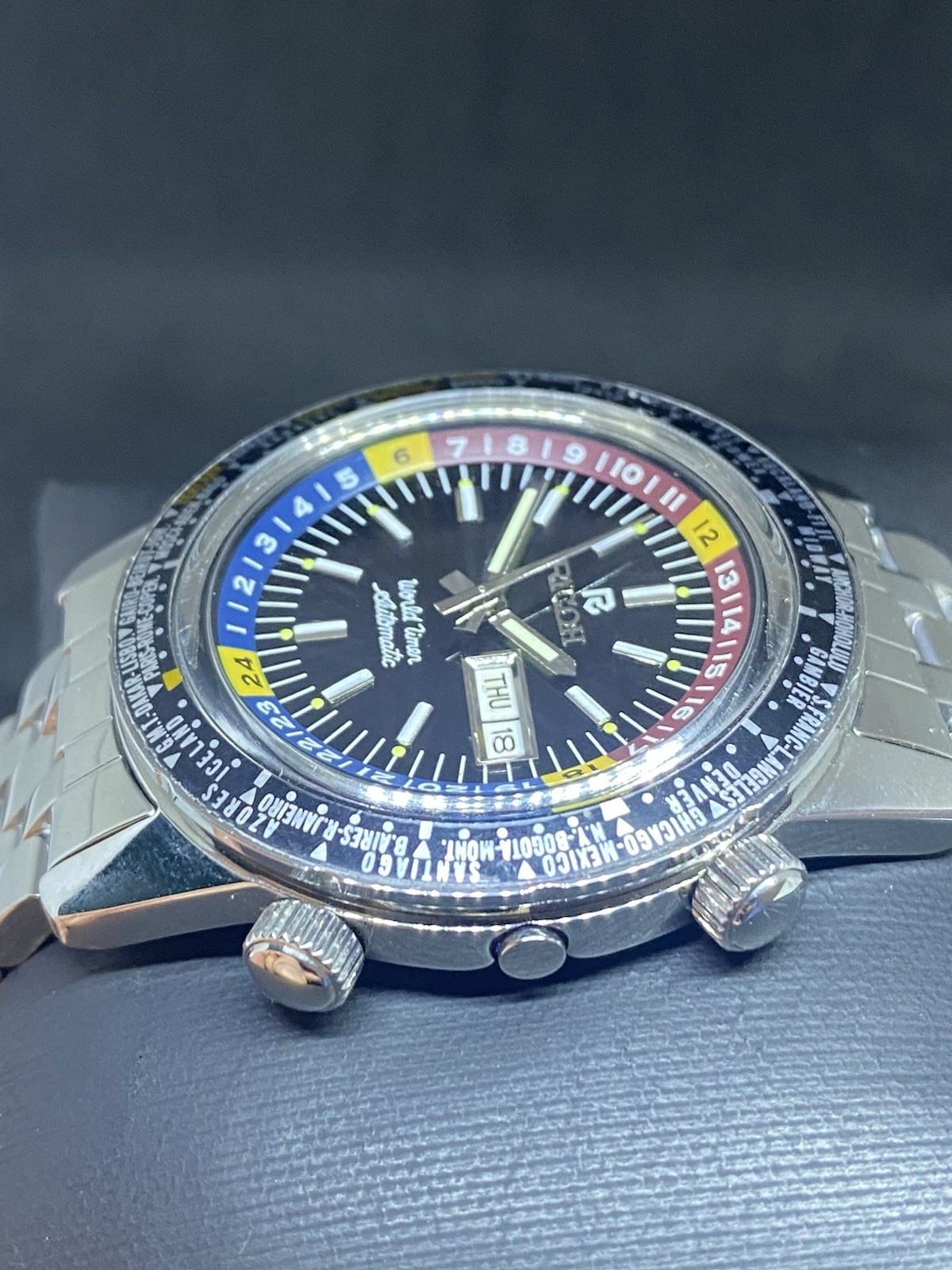 Ricoh World Timer GMT Sports Automatic Mens Wrist Watch