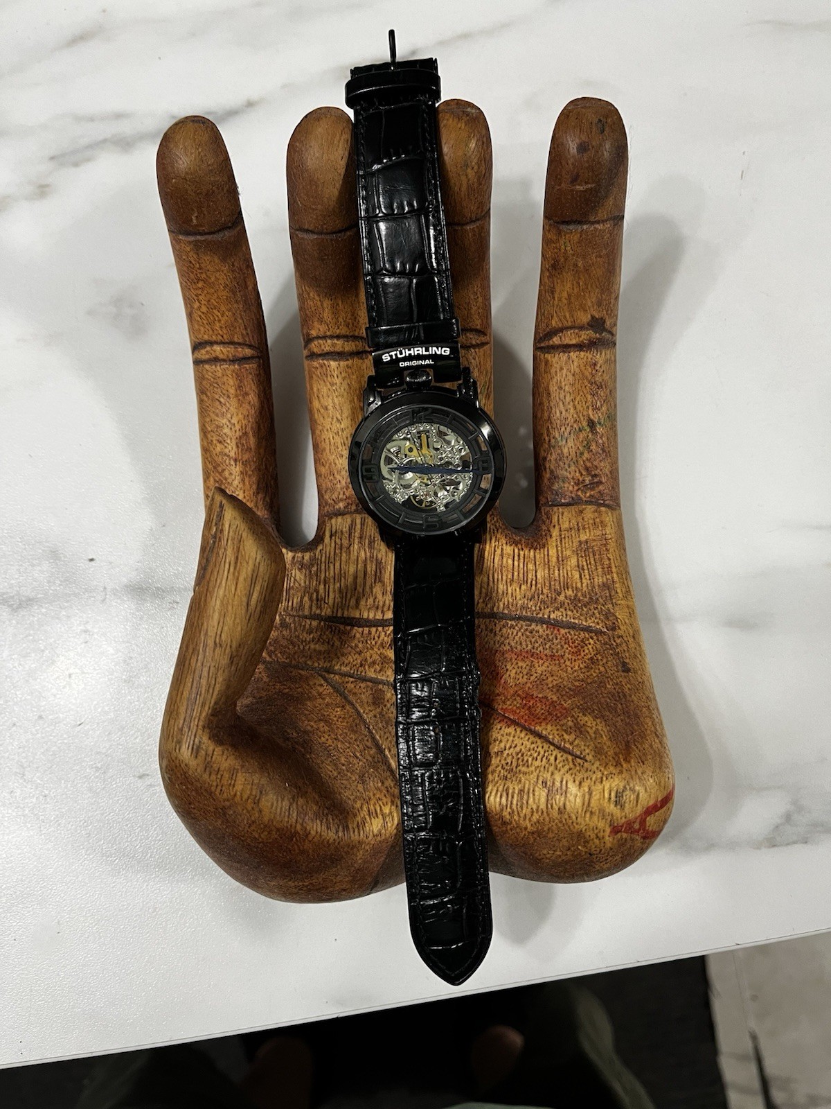 STUHRLING Original Automatic ST-90089 Skeleton Watch, Leather Band