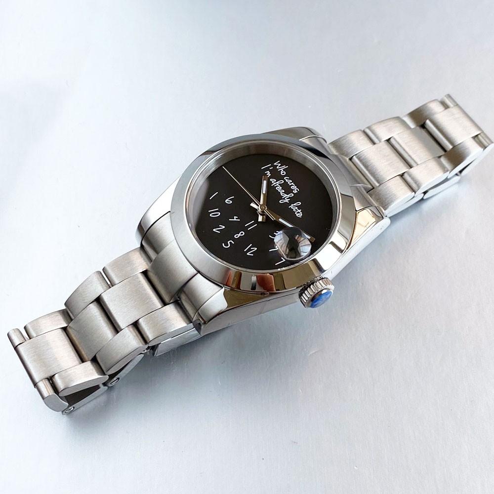Black 20ATM Diver 36mm 39mm Japan NH35 Automatic Men Watch Blue White Text Dial