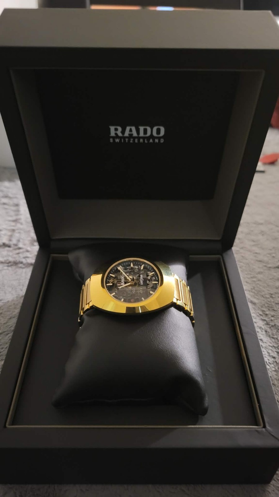 Rado DiaStar Automatic Skeleton Dial Gold Tone 41mm Bracelet w/ Box. Authentic.