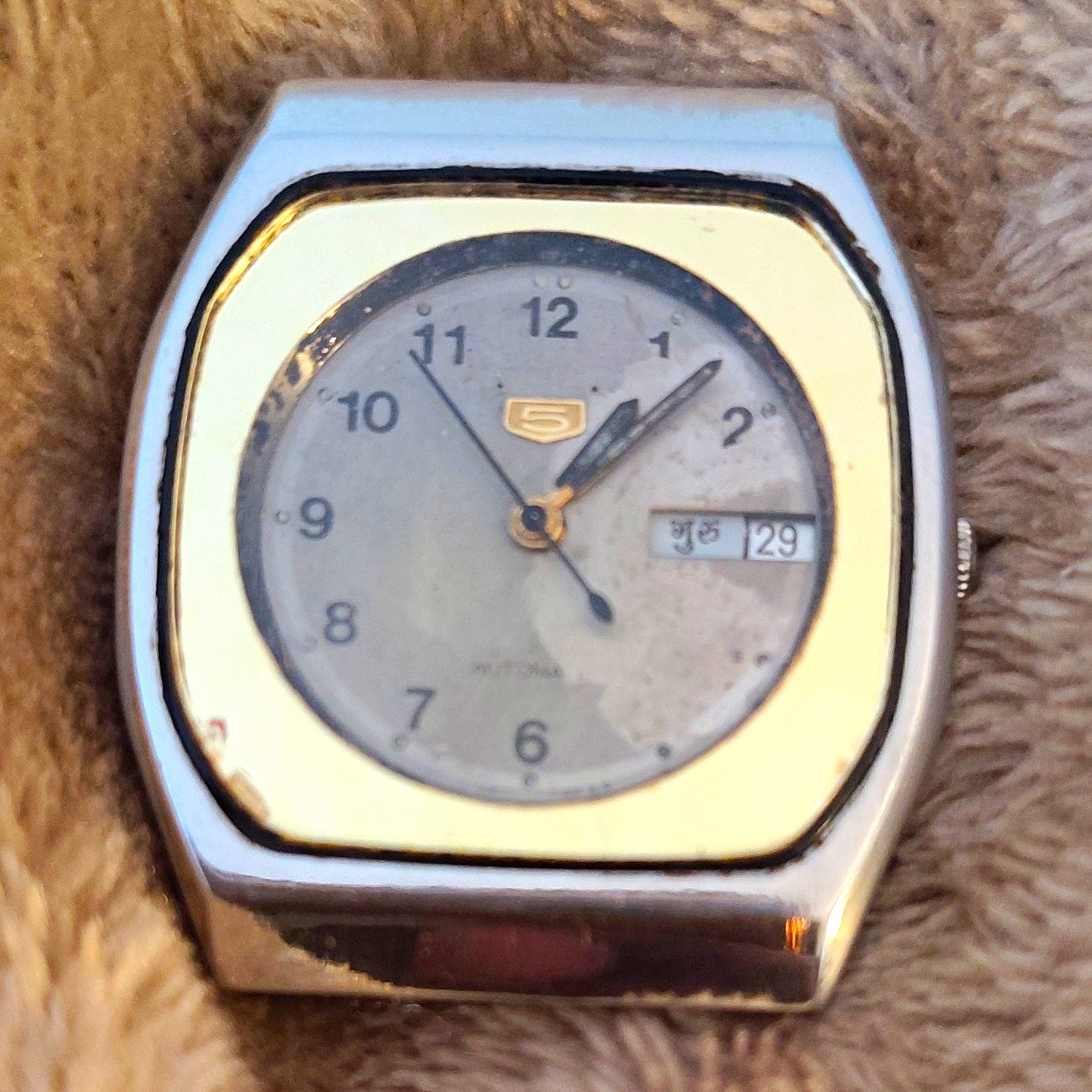Seiko 5 Automatic 36-39mm Cushion Case Silver Dial Arabic Day/Date Watch