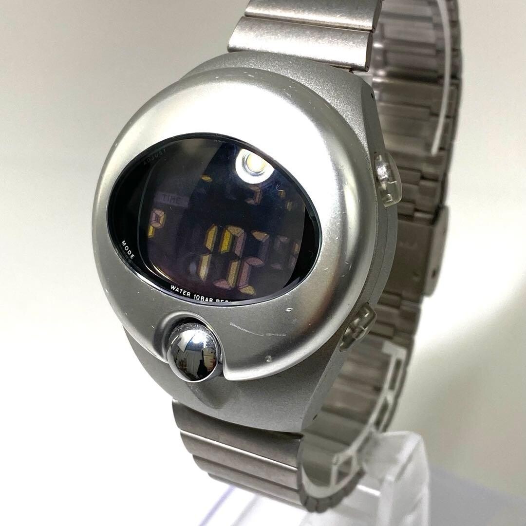 ALBA Digital Wristwatch SPOON Y2K Retro Futuristic Silver Authentic From Japan