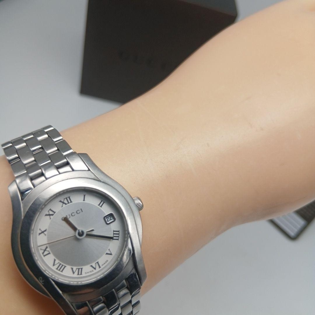 Gucci 5500L G-Class Ladies Watch Silver Dial Roman Index Date Quartz Auth Japan