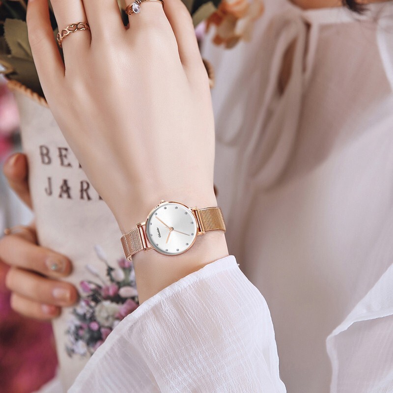 Gladster Dial 28 mm Rose Gold Mesh Strap Analog Quartz Women Wrist Watch Gift