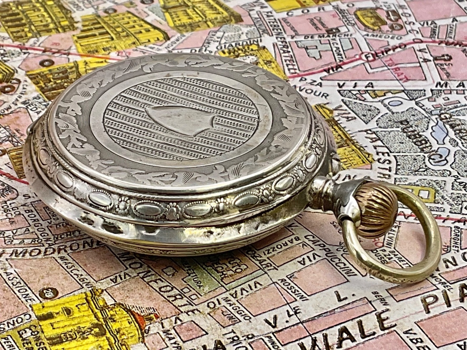 Silver Pocket Watch Cylinder Escapement Decorated Dial 1890 Watch
