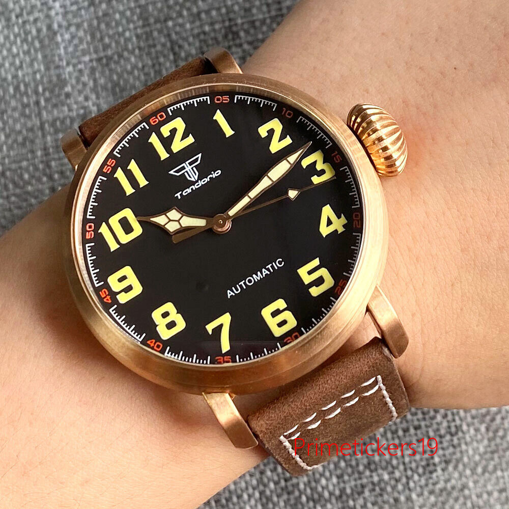 Tandorio 46.5mm Real CUSN8 Big Bronze Automatic Men Watch Sapphire NH35A PT5000