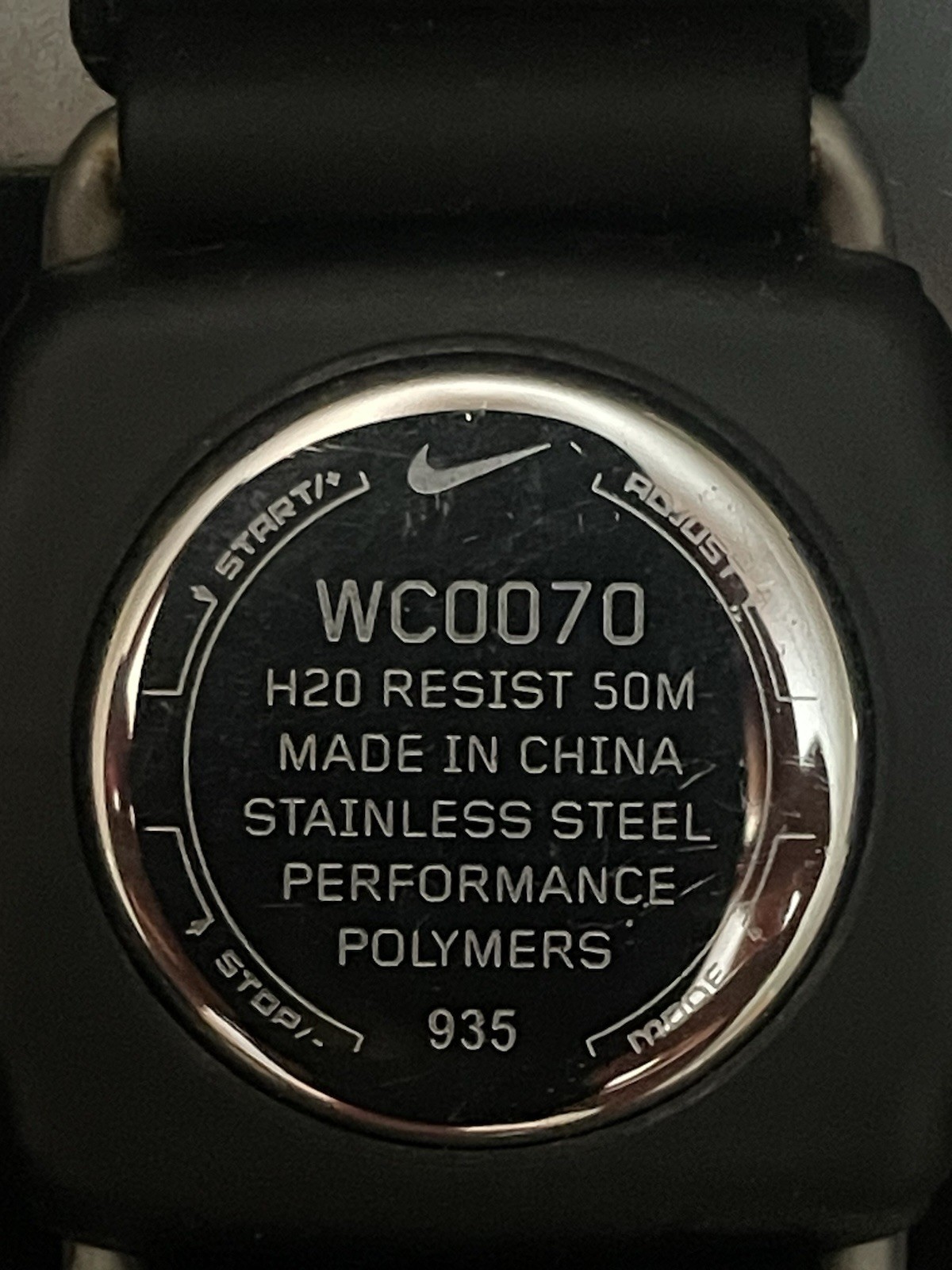 Nike WC0070 Digital Chronograph Quartz Sport Watch Black Polymer Strap 50m