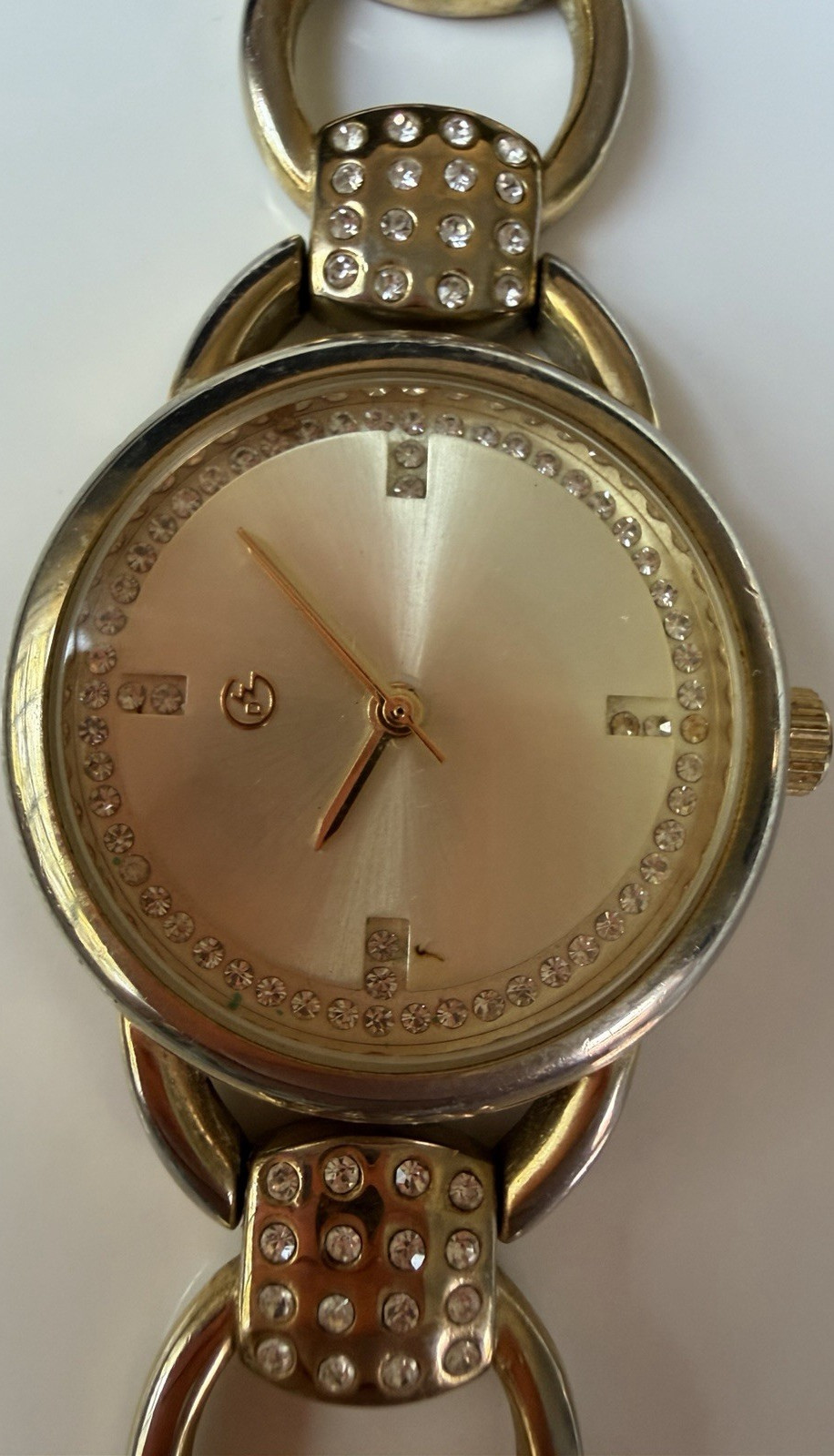 George Women’s Dress Gold Quartz Wristwatch Gemstone Markers Analog