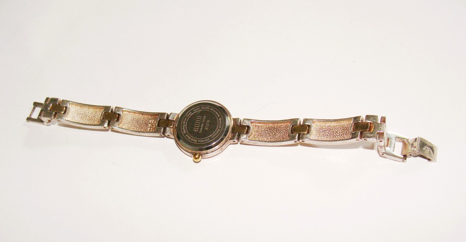 Ecclissi Sterling Silver 2-Tone 46.9g #31270 Nail Head Bracelet Watch 7.25″
