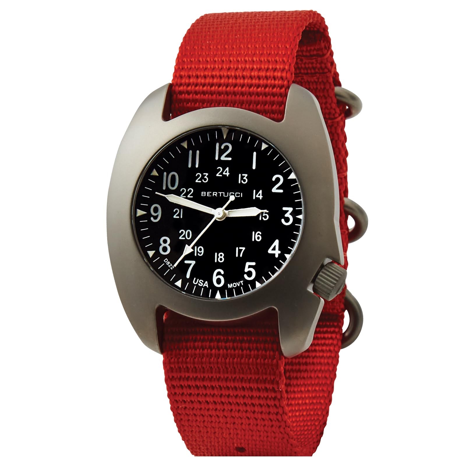 Bertucci Black dial- #393 International / NASA Orange nylon band Watch 17021