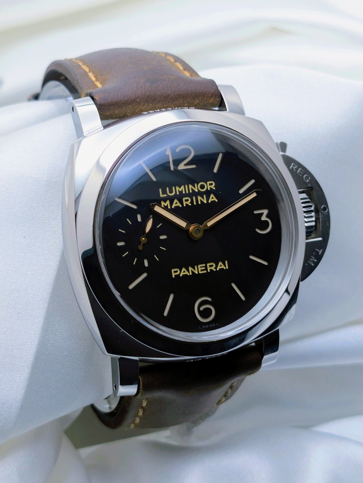 Panerai Luminor Marina 1950 3 Days Black PAM00422 47mm Leather Strap Full Set