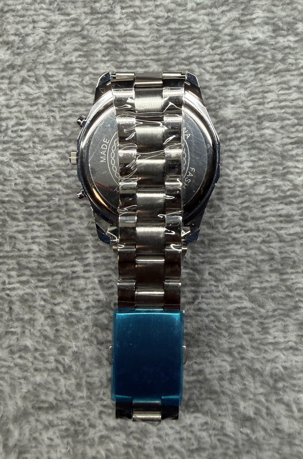 ORUSS 1853 Quartz Chronograph Wristwatch Blue Dial Date Tachymeter SS Bracelet