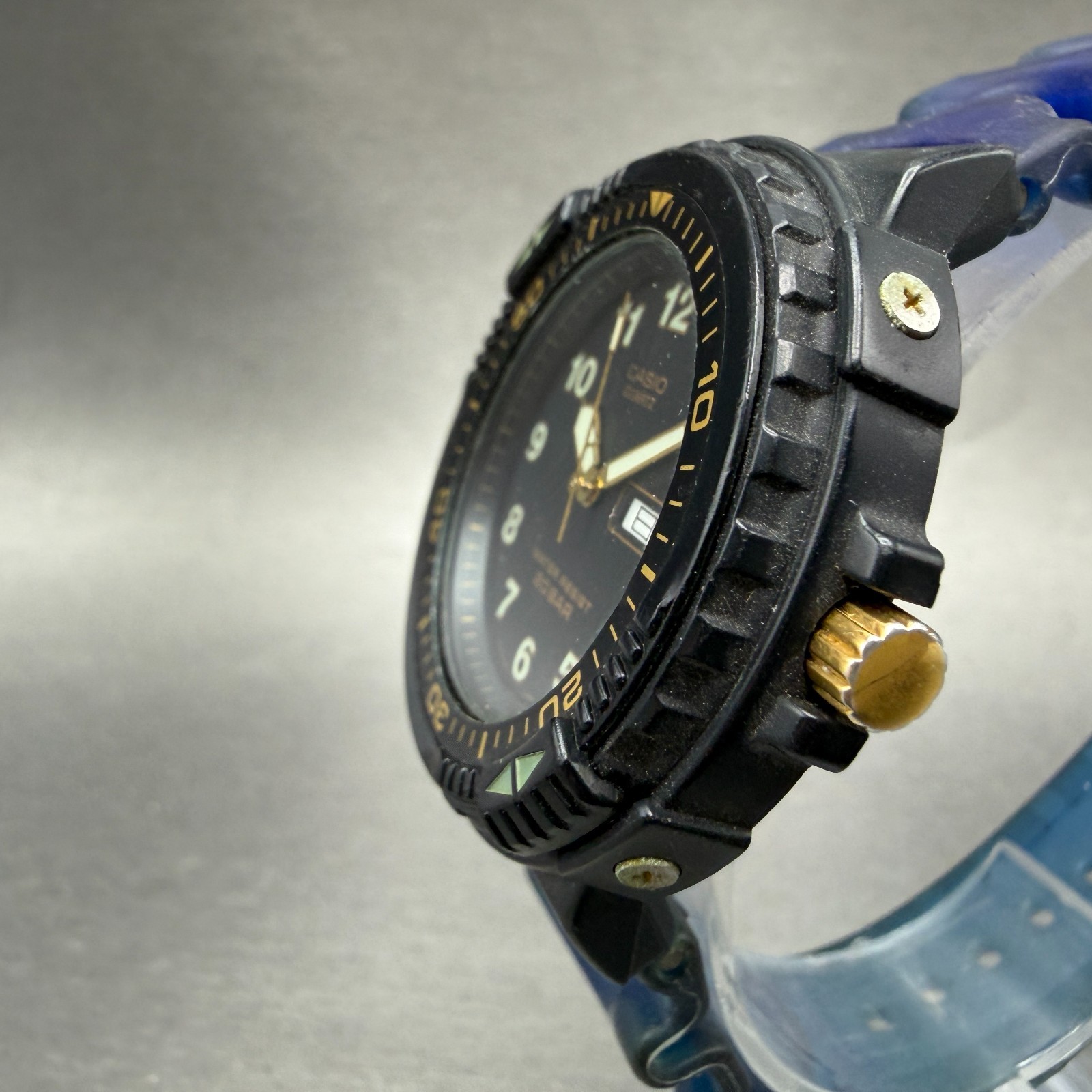 Casio Dive Watch Men 43mm Black Dial Black Tone Daydate MRD-201W New Battery GHJ
