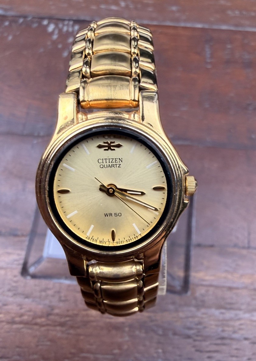 Rare Citizen Ladies Corso Watch Brushed Polished Gold Sunburst Dial 6.5” 22mm