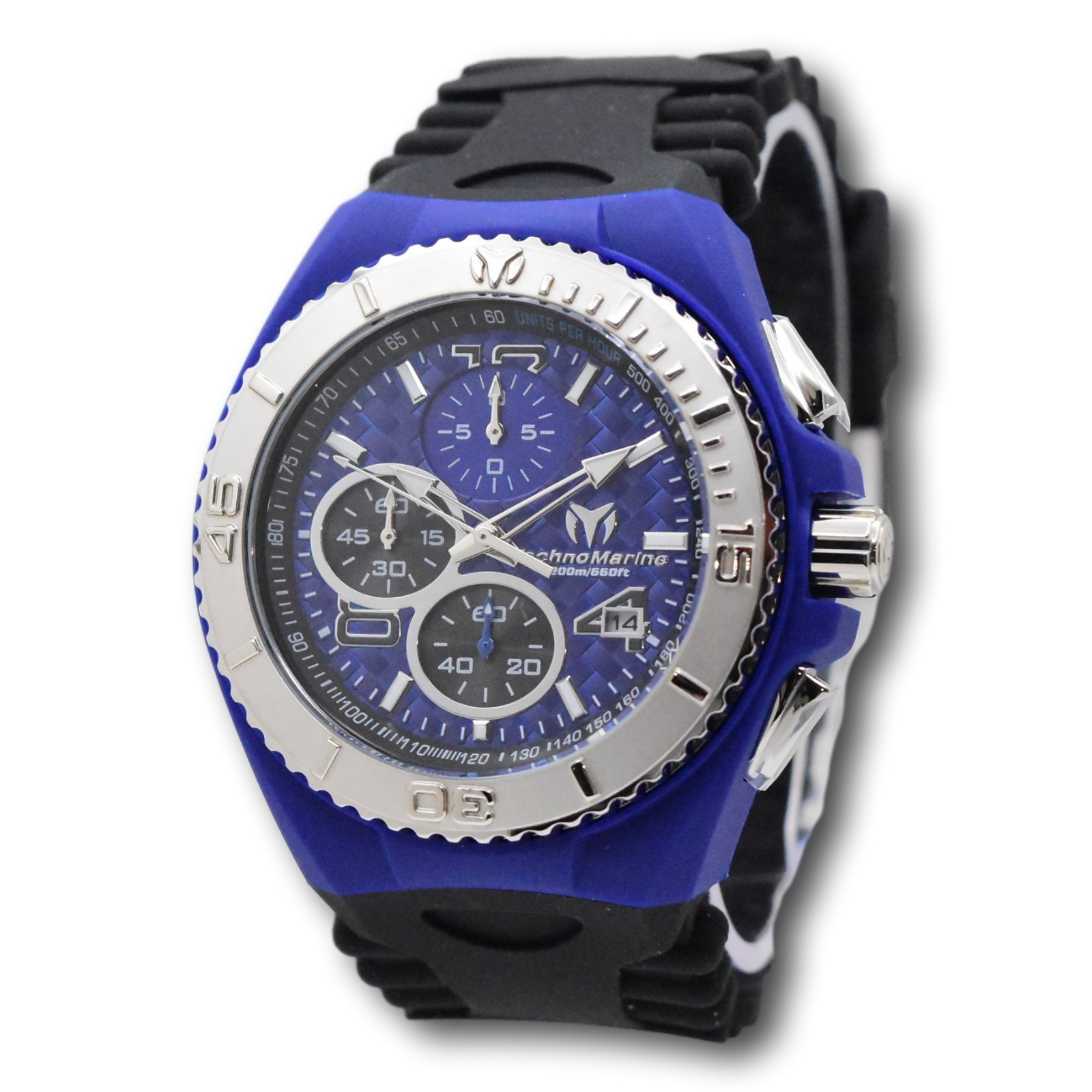 TechnoMarine Cruise JellyFish Men’s 46mm Blue Weave Dial Chrono Watch TM-115114
