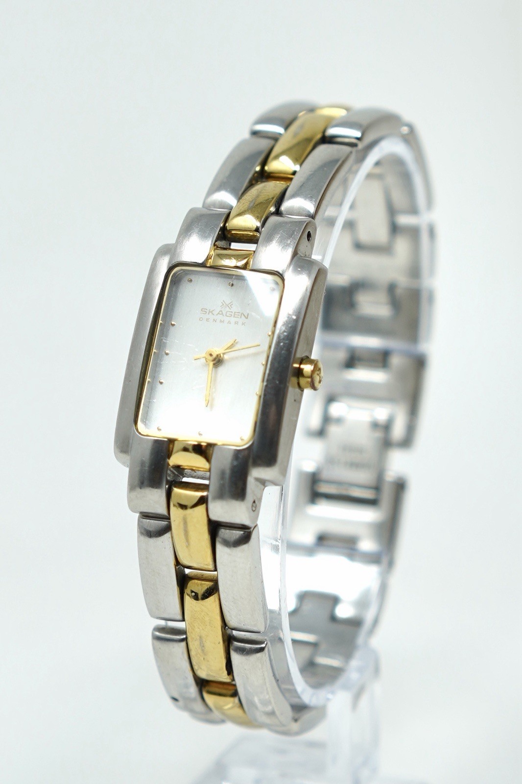 Skagen Denmark Women’s Rectangular Watch Two-Tone Stainless Steel Elegant