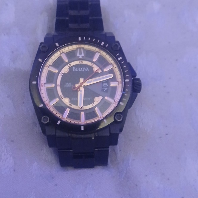 Bulova Precisionist Diver 300m 47mm Quartz Date Black Stainless Steel Watch