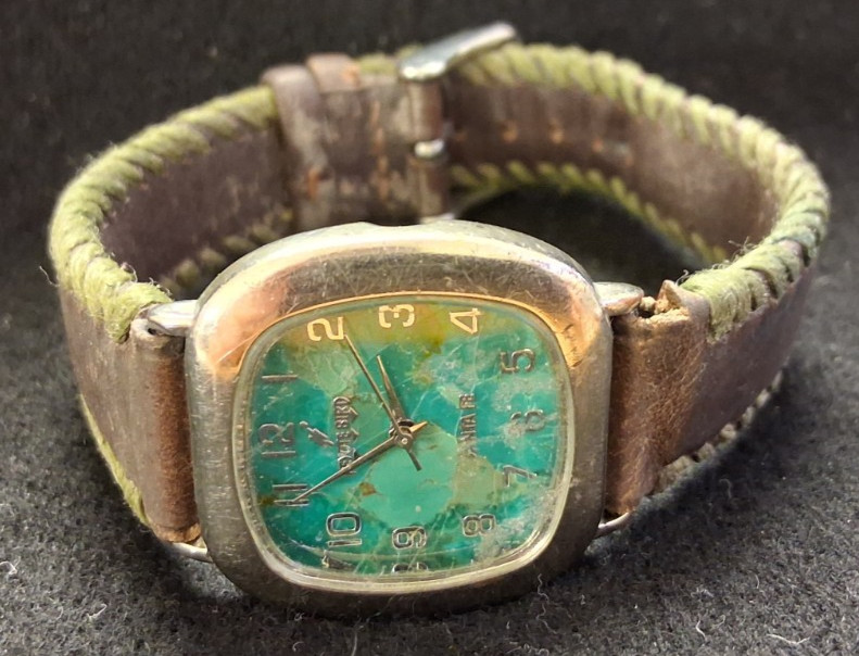 PEYOTE BIRD SANTA FE WRISTWATCH SOUTHWESTERN LOOK TURQUOISE DIAL WATCH BROKEN