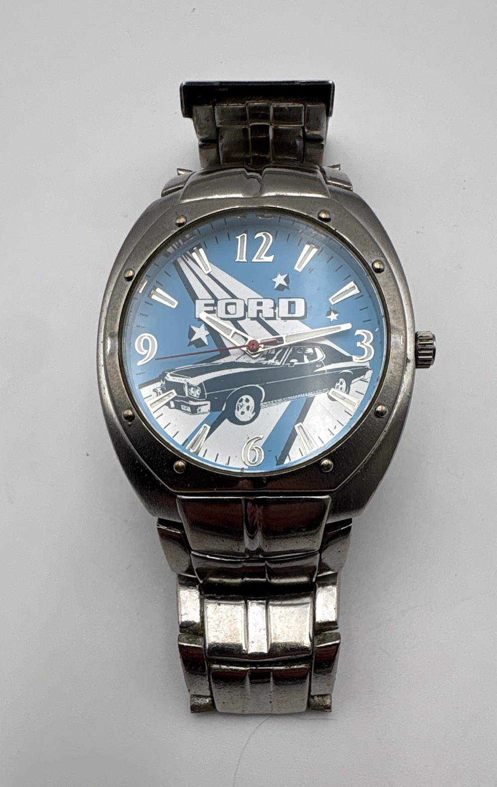 Ford Torino graphic face -Quartz Analog Stainless Steel Bracelet Watch