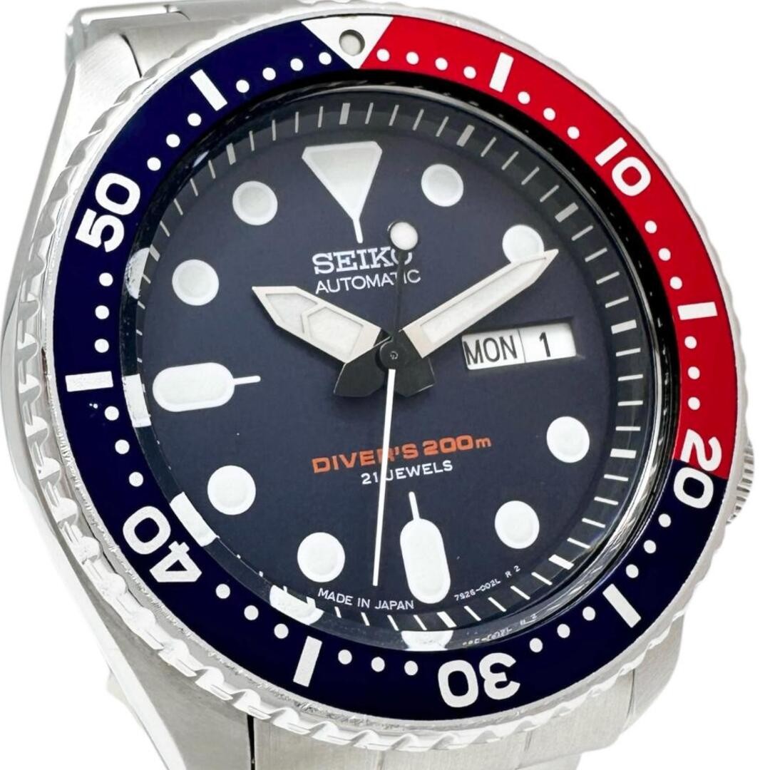 Seiko Diver 7S26-0020 Automatic Mens Watch Navy Pepsi Bezel Day-Date 42mm Japan