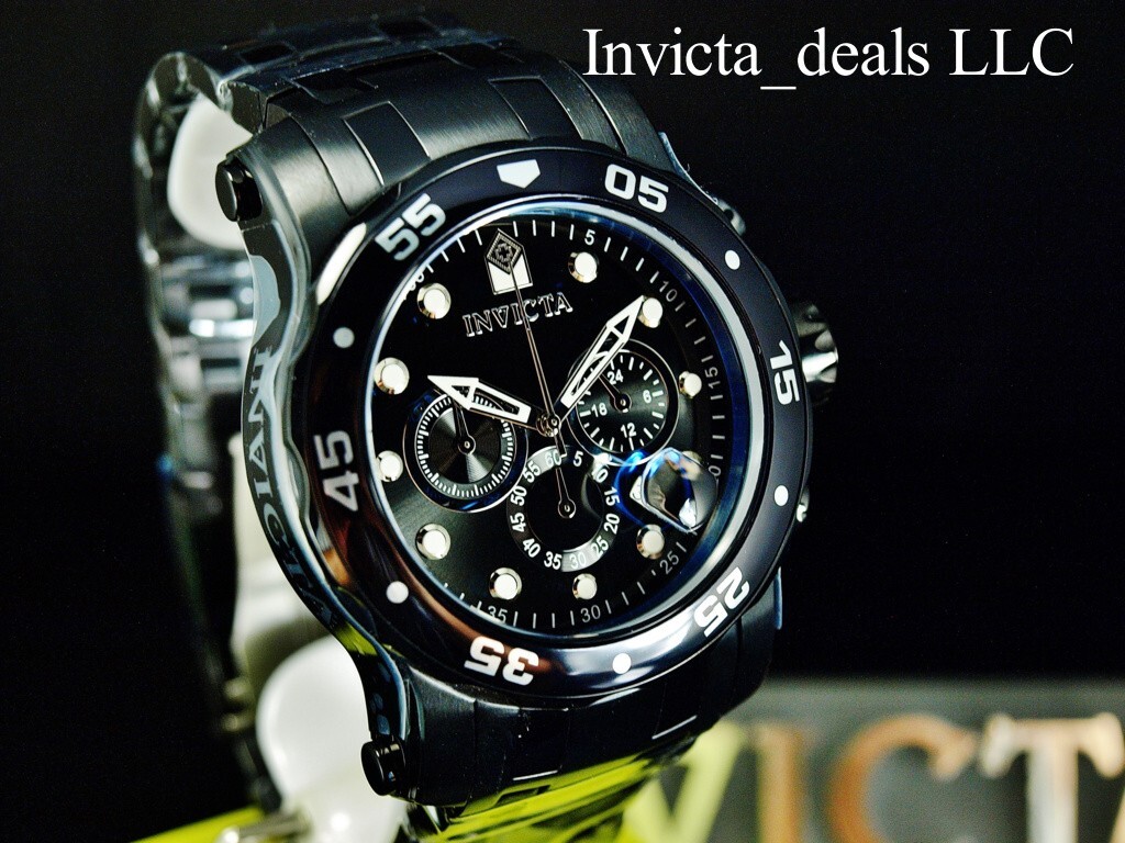 NEW Invicta 48mm Men’s Pro Diver SCUBA Chronograph BLACK DIAL Triple Black Watch