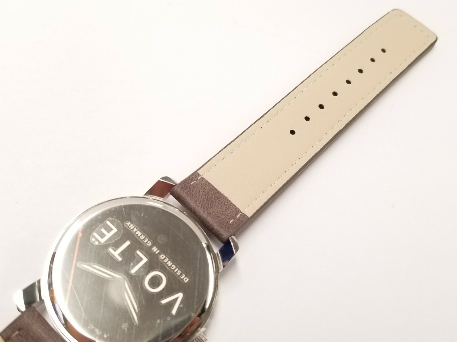 (DAMAGE BOX) Voltë Rapidtime Watch Grey Leather Band Black White Face Urban 42mm