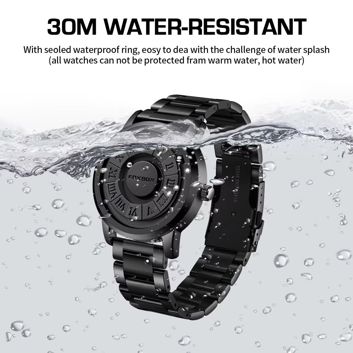 Men’s Watch Magnetic Floating Ball Pointer Roman Numerals Quartz Watches | No Gl