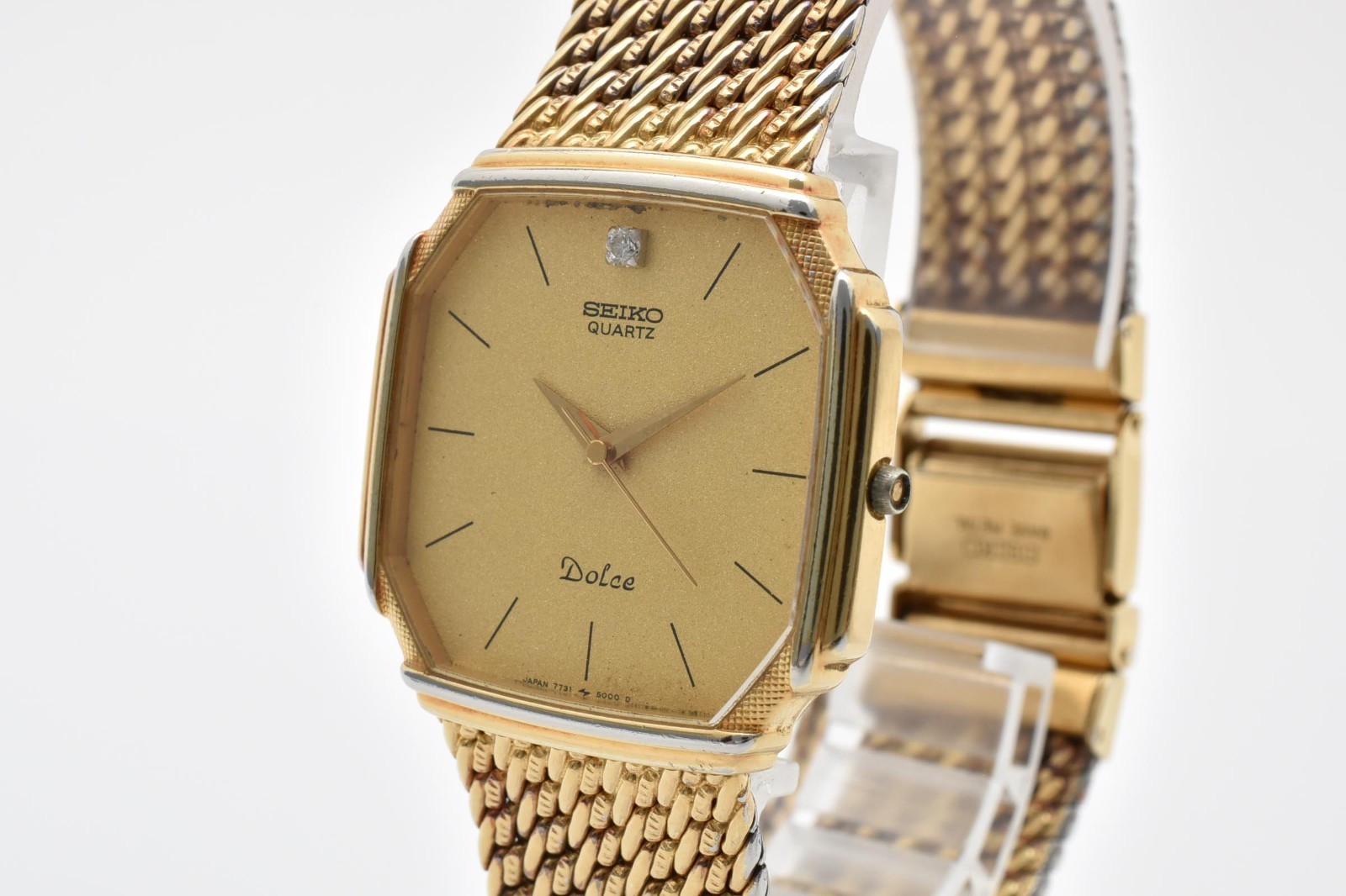 [Exc+5]SEIKO Dolce 7731-5000 29mm Quartz Vintage Gold 1P Diamond Men’s Watch