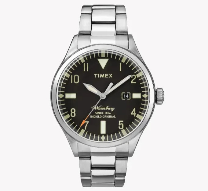 Timex Waterbury Men’s Black Dial Steel Bracelet Dress Quartz Watch TW2R25100