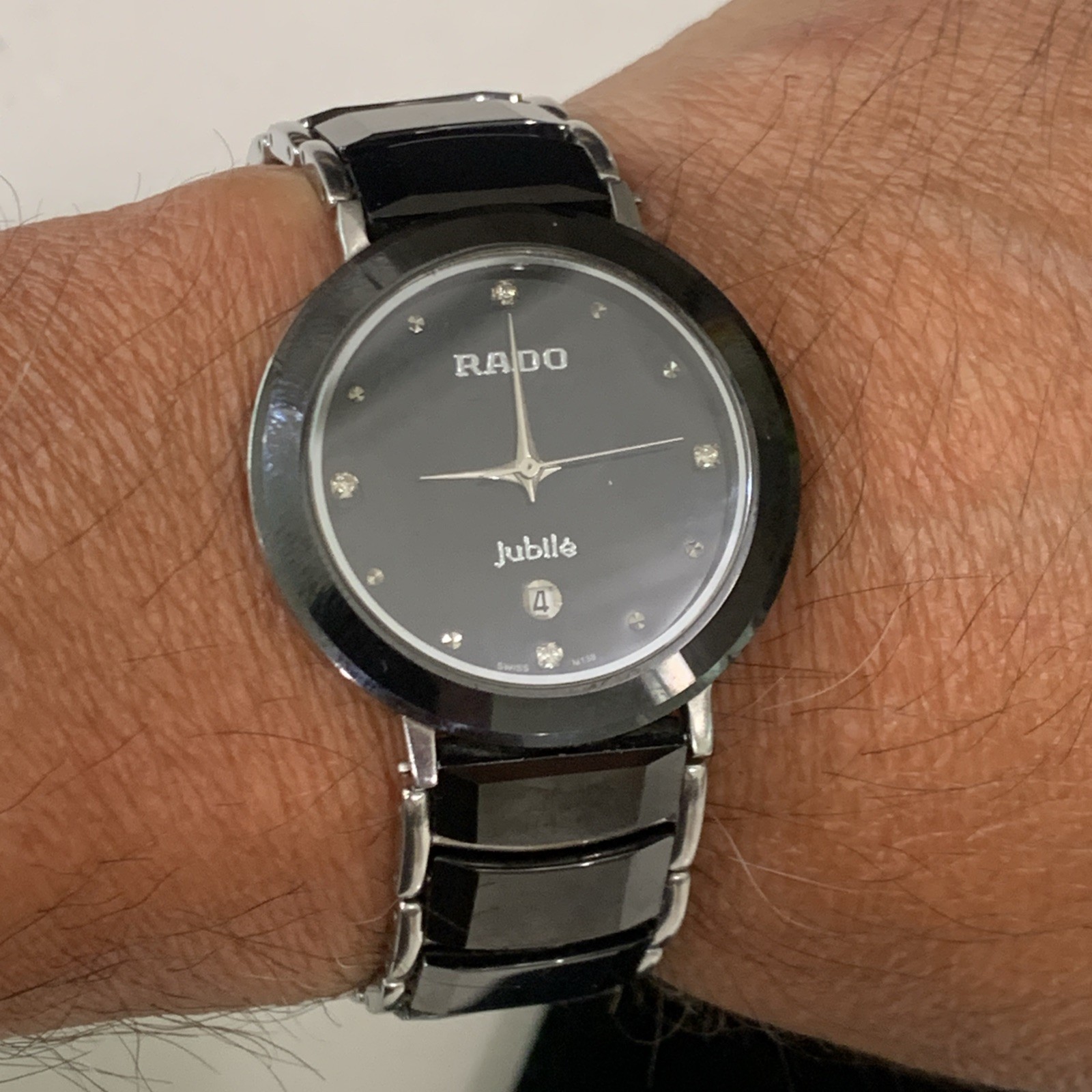 Rado Centrix Quartz Black Dial Black Ceramic Unisex Watch #13822 Fits 8 1/2 “