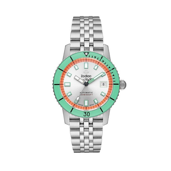 Zodiac Super Sea Wolf 53 Compression Automatic Silver Dial Bracelet Watch ZO9269