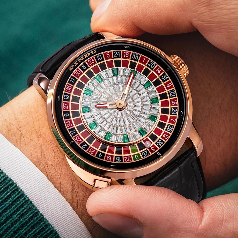 New PINDU Luxury Men’s Automatic Watch 5ATM Casino Tourbillon Rotating Roulette