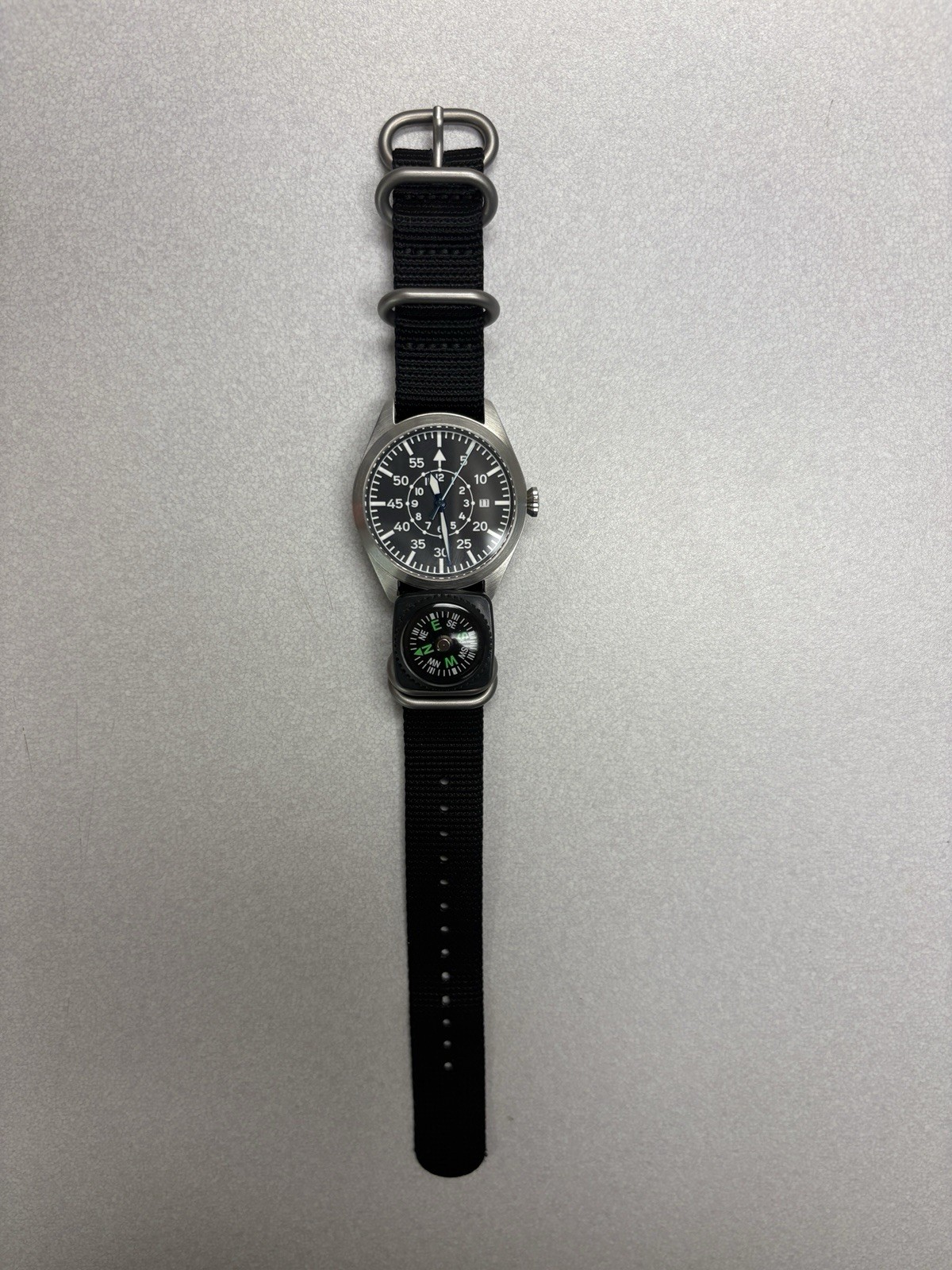 Pilot Watch 40mm Type B Flieger Miyota 8215 Sapphire Crystal NATO Compass