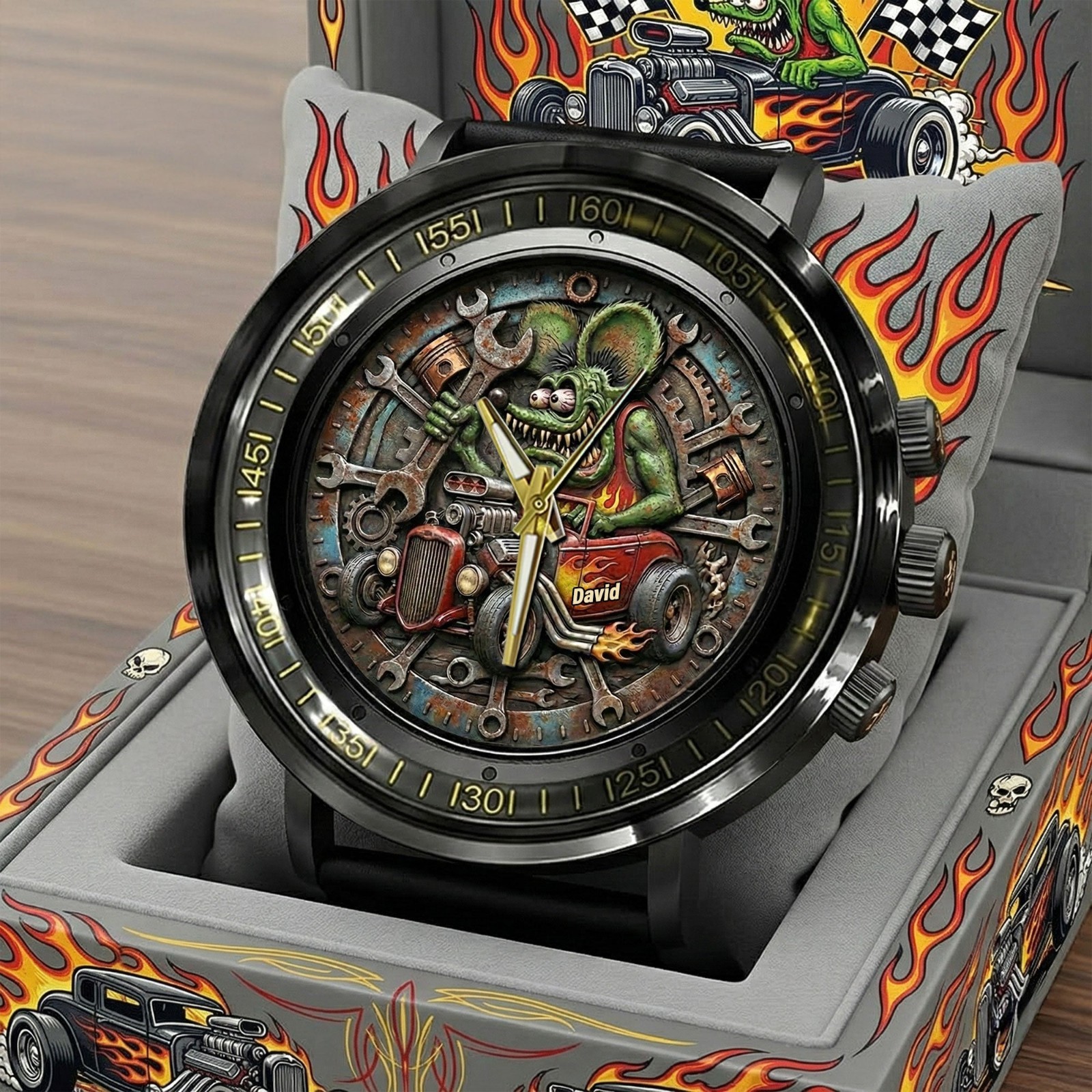Classic racing stainless steel men watch-personalized gifts for hot rod lover