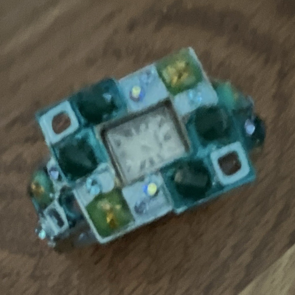 Women’s Dress Analog Bracelet Wristwatch Rectangular White Dial Gem Multicolor