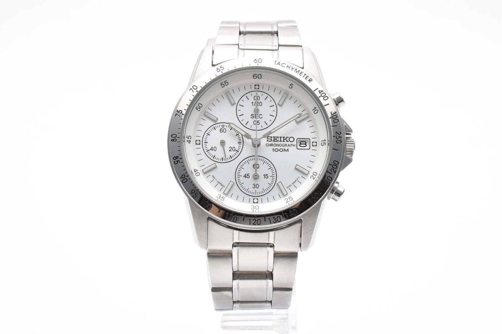 [MINT/BOX] SEIKO Chronograph 7T92-0DW0 White 38mm Quartz Men’s Watch From JAPAN