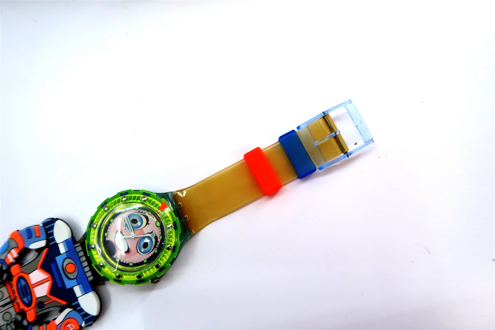 Swatch Watch STRIPP SDN120 Spaceman New 1996 Box Set ~ WORKS HAS DAMAGED BAND