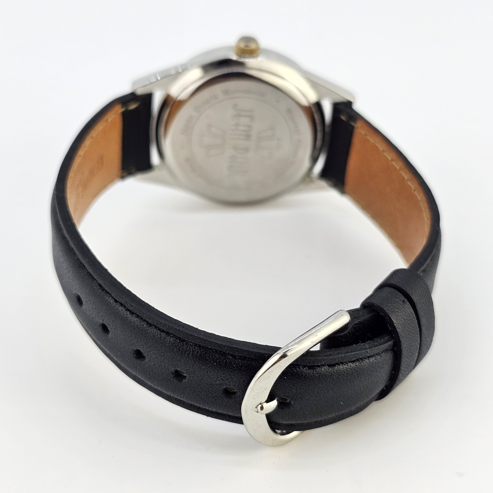 34MM Women Watch Mineral Crystal Cream Dial NEW Black Leather Bands NEW Battery