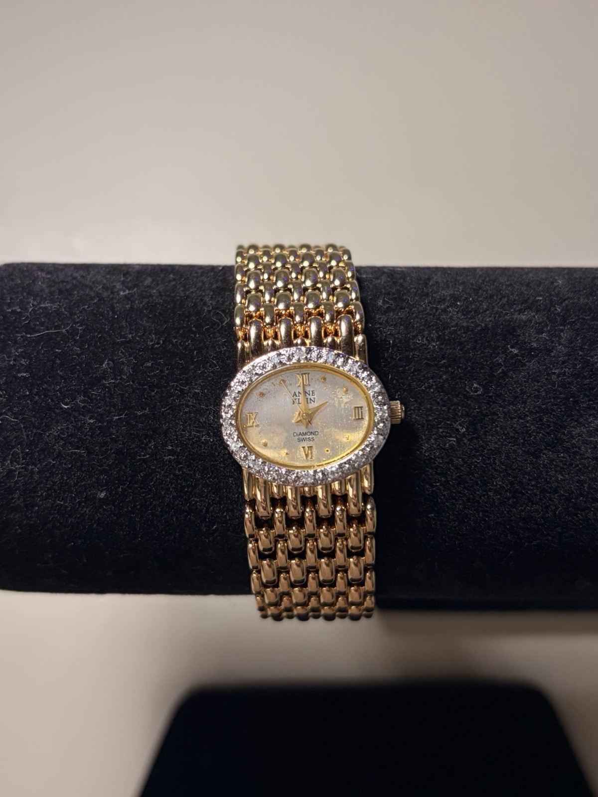 Anne Klein Diamond Swiss Gold Tone Crystal Bezel Women’s Quartz Dress Watch
