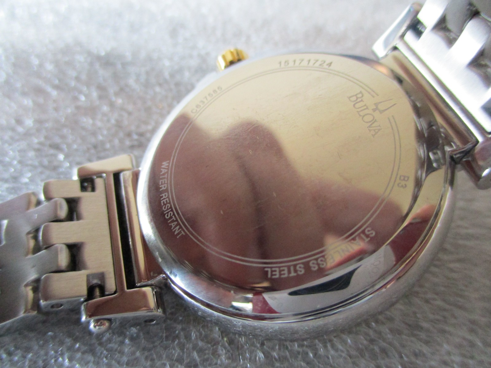 BULOVA LADIES DIAMOND BEZEL & MOP DIAL WATCH 2 TONE STAINLESS C637585 – NEW BATT